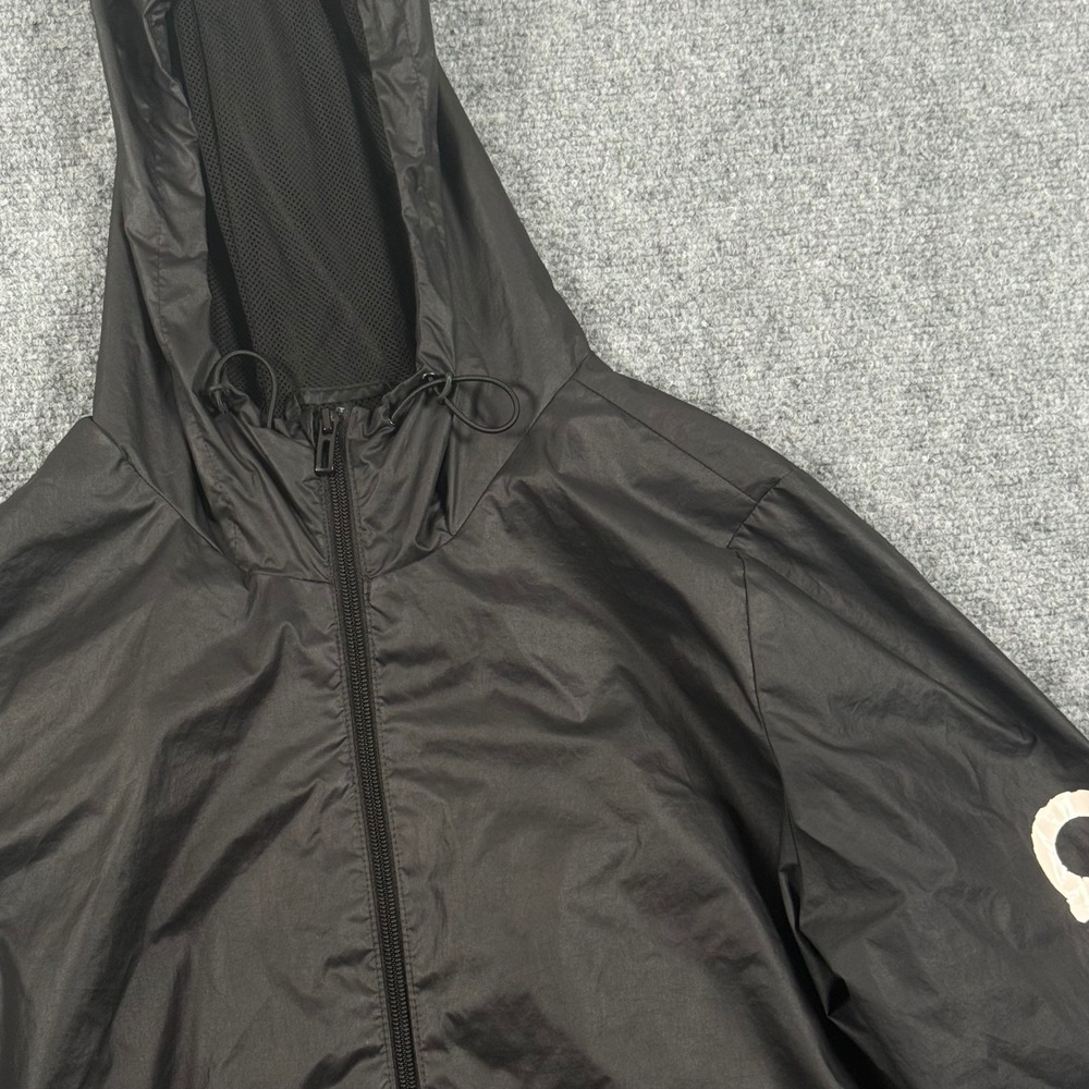 Adidas Windbreaker Jacket Lightweight Full Zip Black‎ White Logo M Athleisure